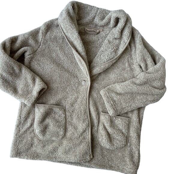 Soft Surroundings PS Sweater Hugs Beige Plush Sherpa Cardigan Jacket - Picture 1 of 8
